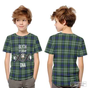 Blyth Tartan Kid T-Shirt with Family Crest DNA In Me Style