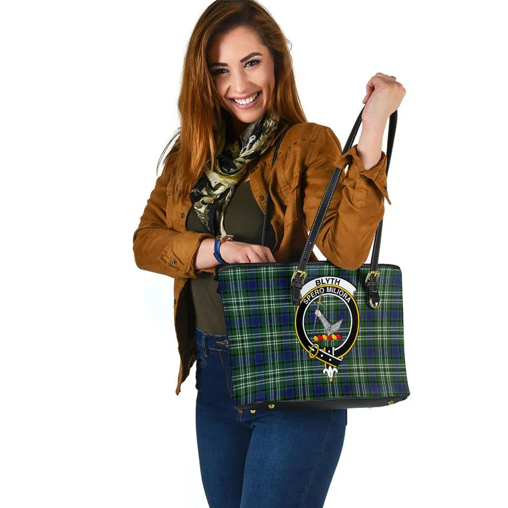 Blyth Tartan Leather Tote Bag with Family Crest