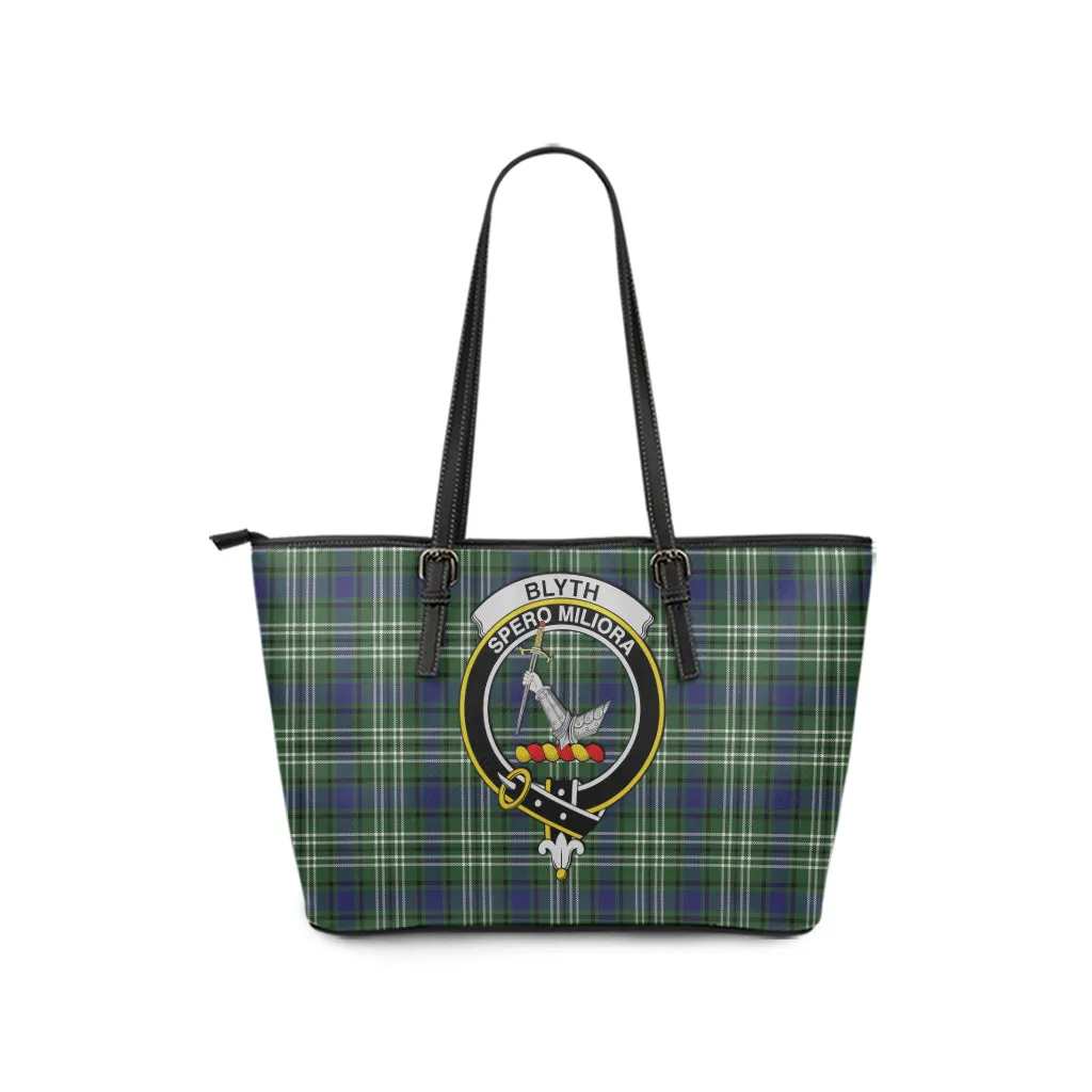 Blyth Tartan Leather Tote Bag with Family Crest