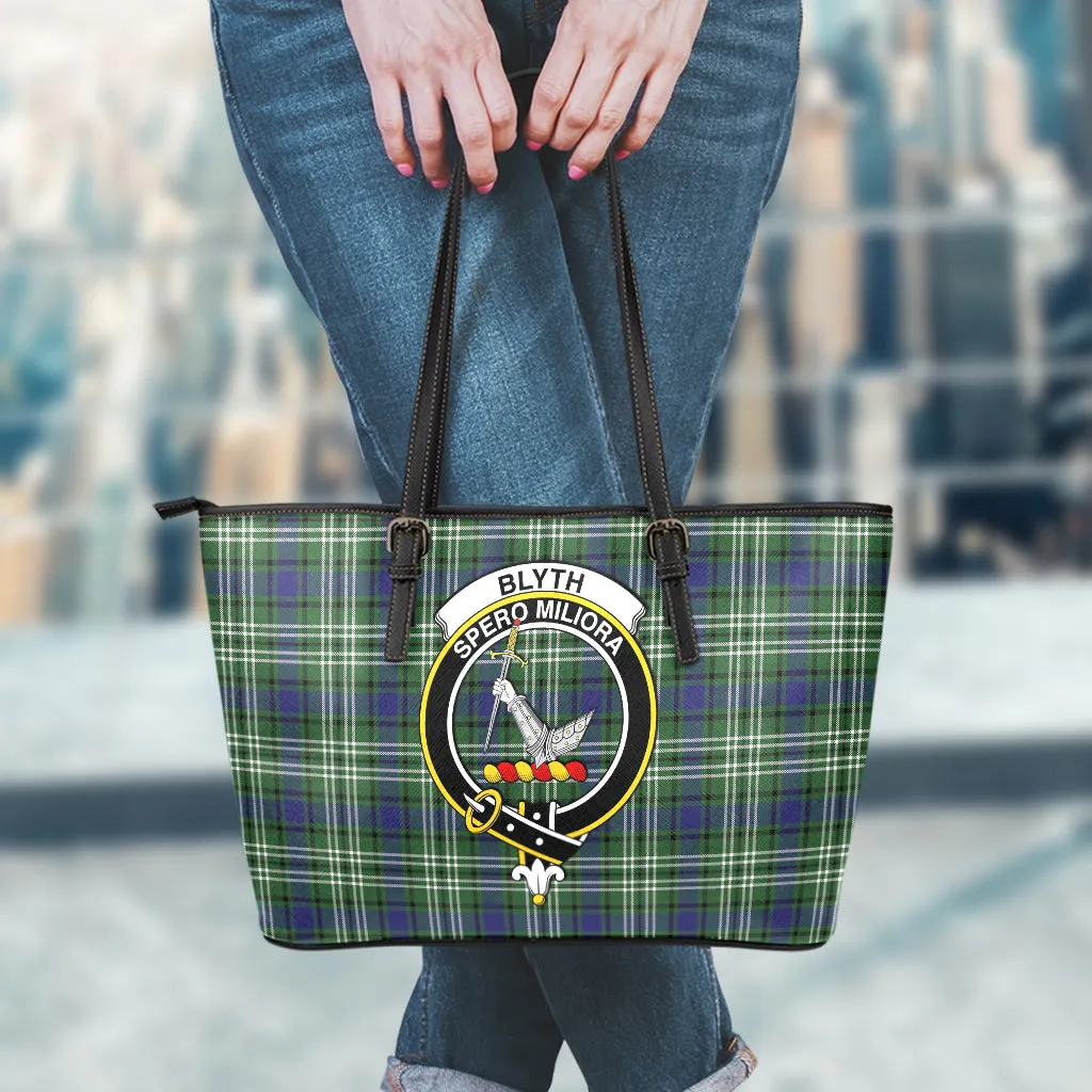 Blyth Tartan Leather Tote Bag with Family Crest