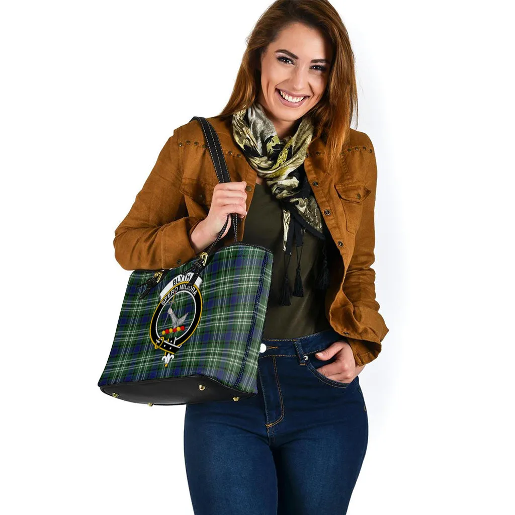 Blyth Tartan Leather Tote Bag with Family Crest