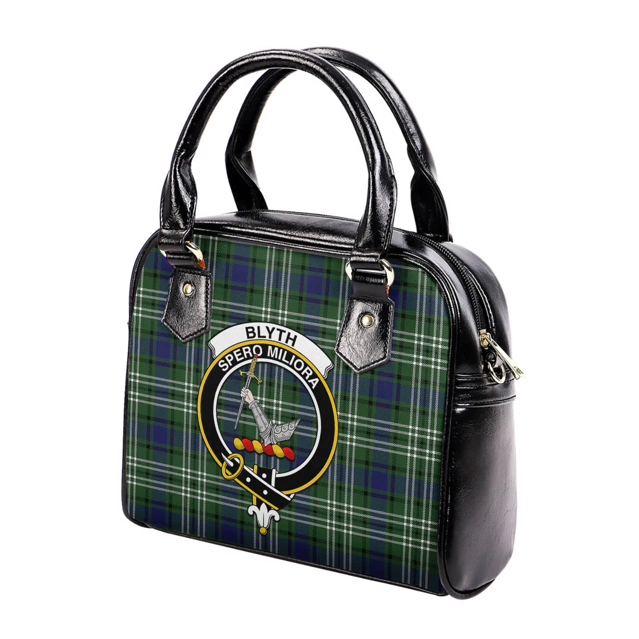 Blyth Tartan Shoulder Handbags with Family Crest