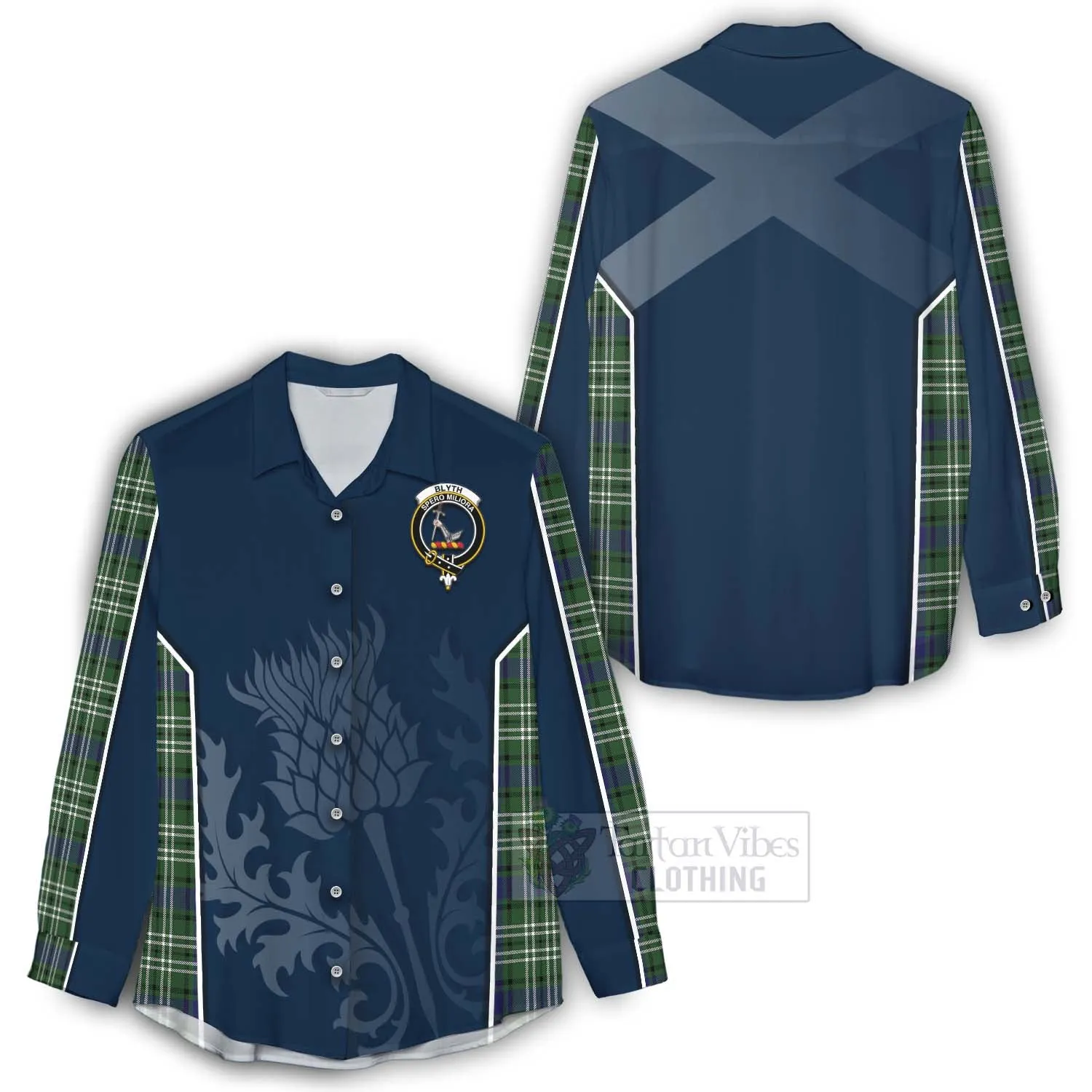 Blyth Tartan Women's Casual Shirt with Family Crest and Scottish Thistle Vibes Sport Style