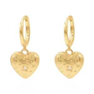 Blythe Bubble Heart Huggies | 18k Gold Plated