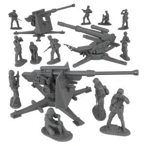 BMC CTS WW2 German 88mm Flak Artillery & Crews - 15pc Gray Army Men Accessories