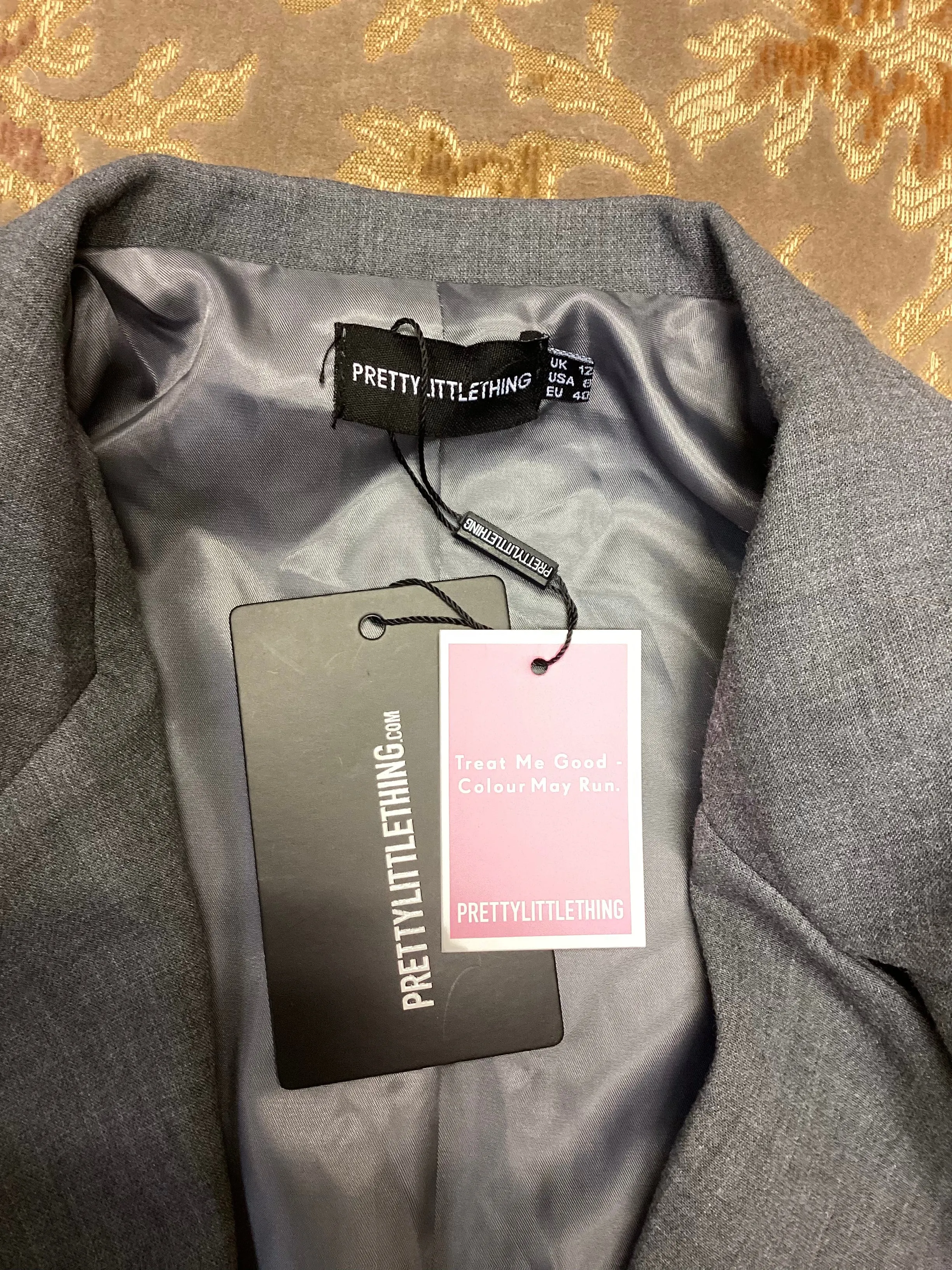 BNWT Pretty Little Thing Grey Oversized Blazer Size 12