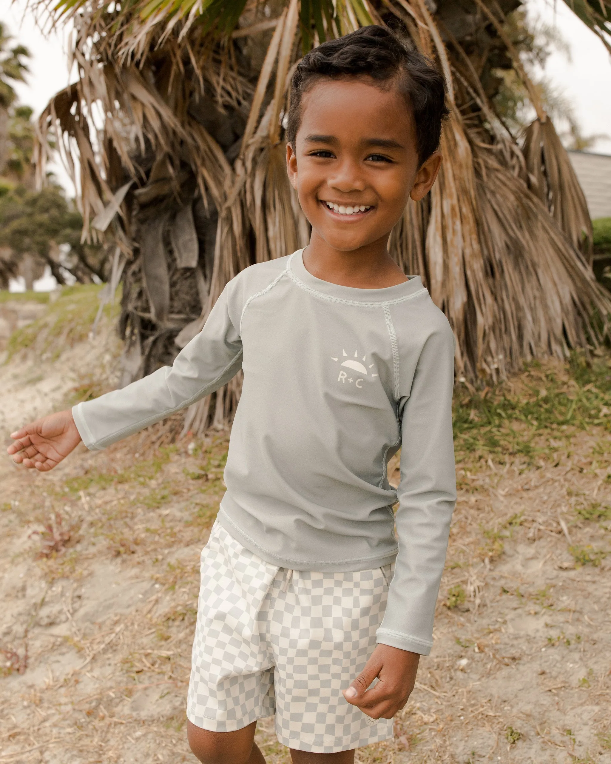 Boardshort Swimsuit | Seafoam Check