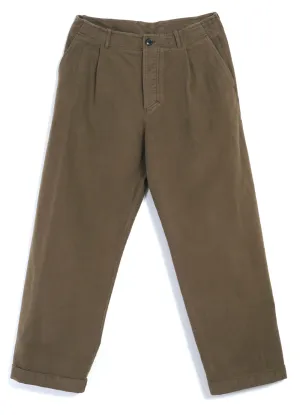 BOBBY 28-22-9 | Wide Pleated Moleskin Trousers | Stone