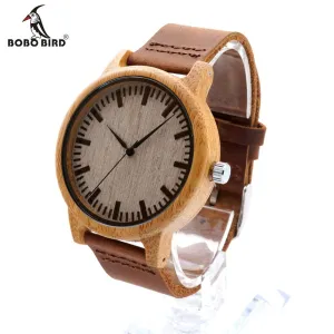 BOBO BIRD A16 Men Design's Analog Bamboo Wood Watches Men Top luxury brand With Real Leather Strap For Gift