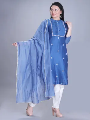 Bodacious Blue Kurta Set With Dupatta