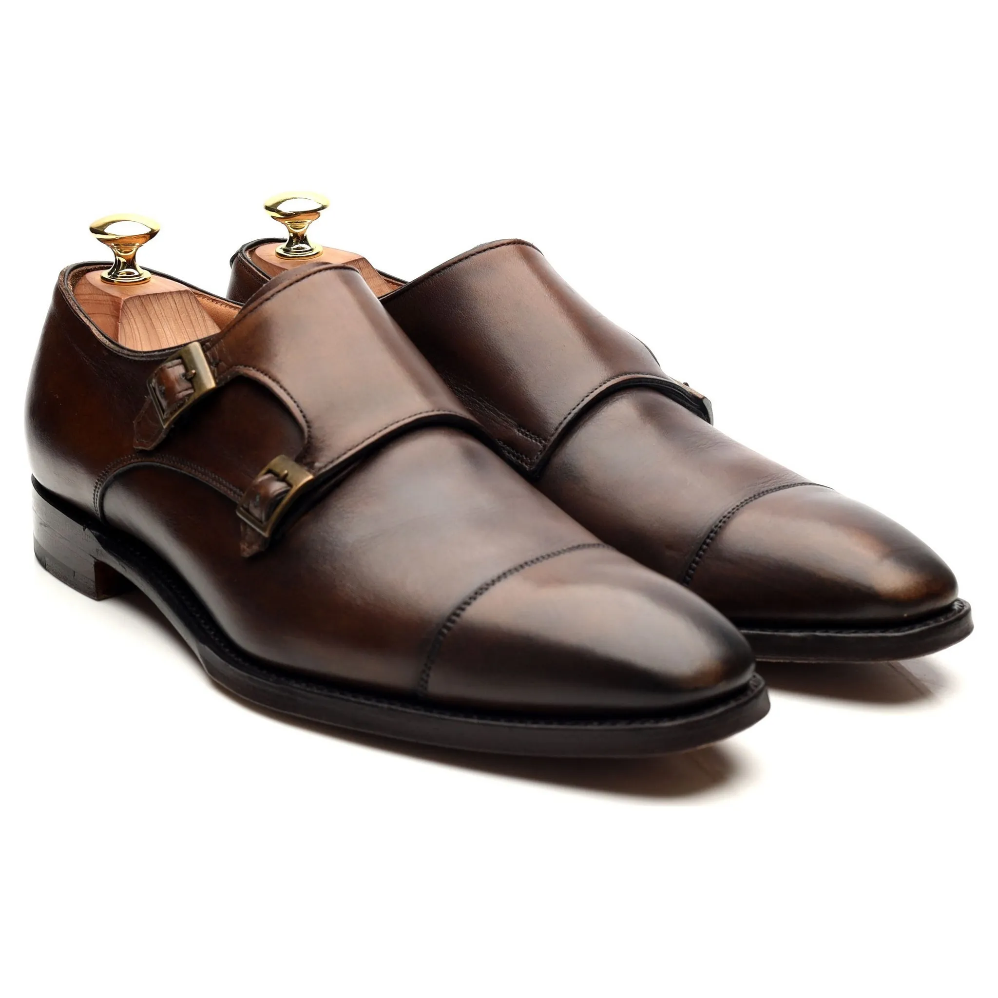 Bodileys 'Lyndon ll' Dark Brown Leather Double Monk Strap UK 8 F