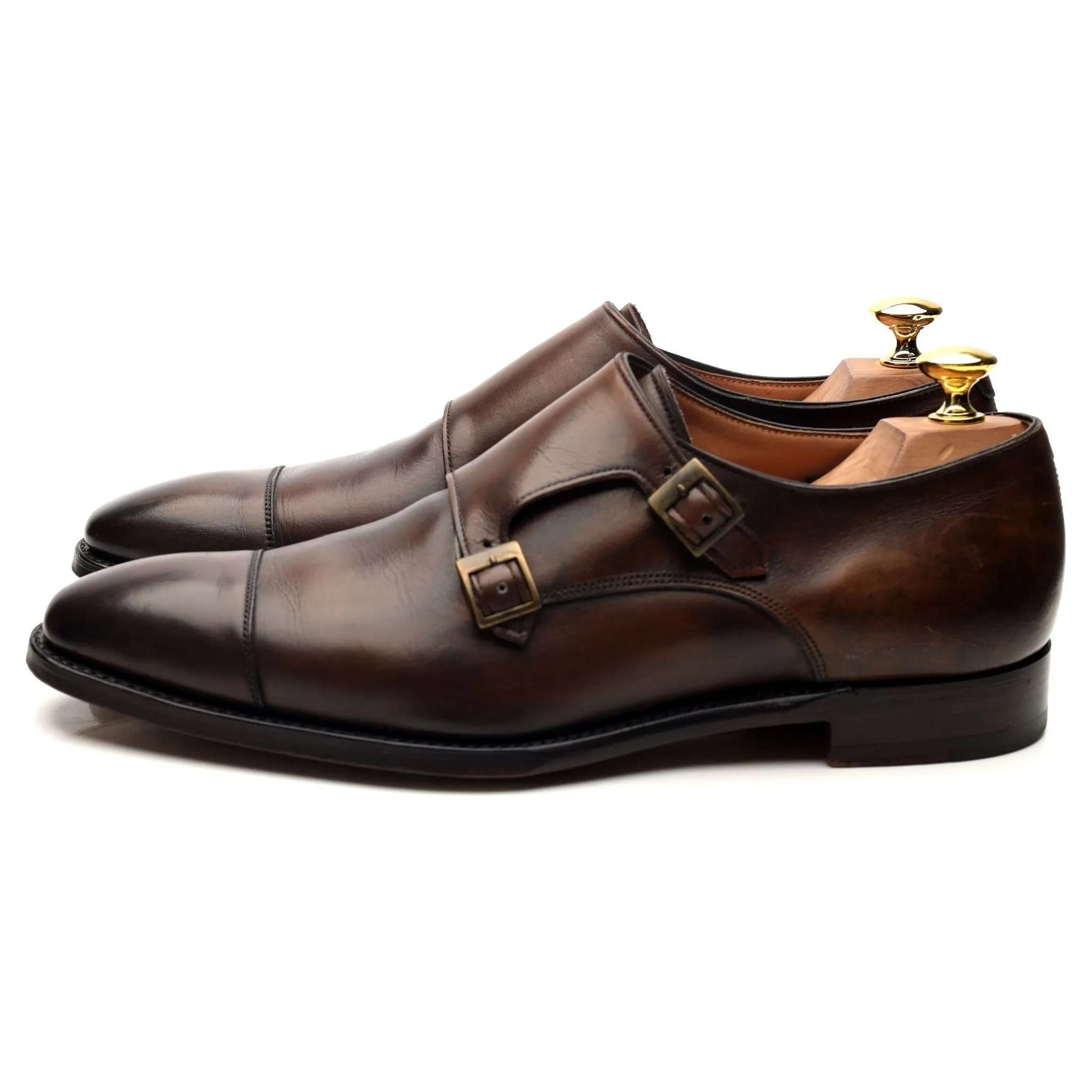 Bodileys 'Lyndon ll' Dark Brown Leather Double Monk Strap UK 8 F