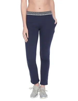 Bodyactive Women Printed Waist Band Trackpant-LL13-NAVY