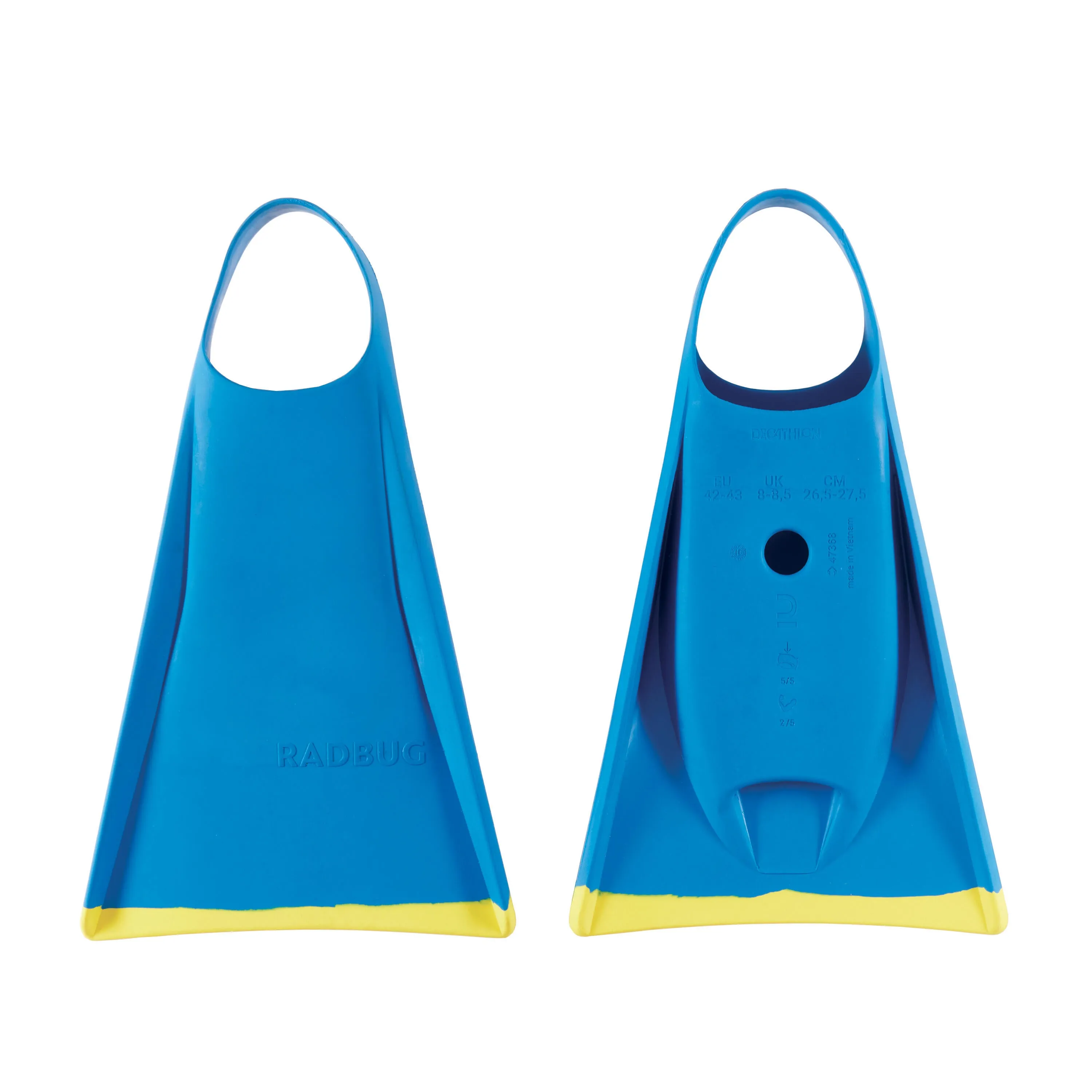 Bodyboard Ecodesign fins 100 blue/yellow RADBUG, turquoise blue