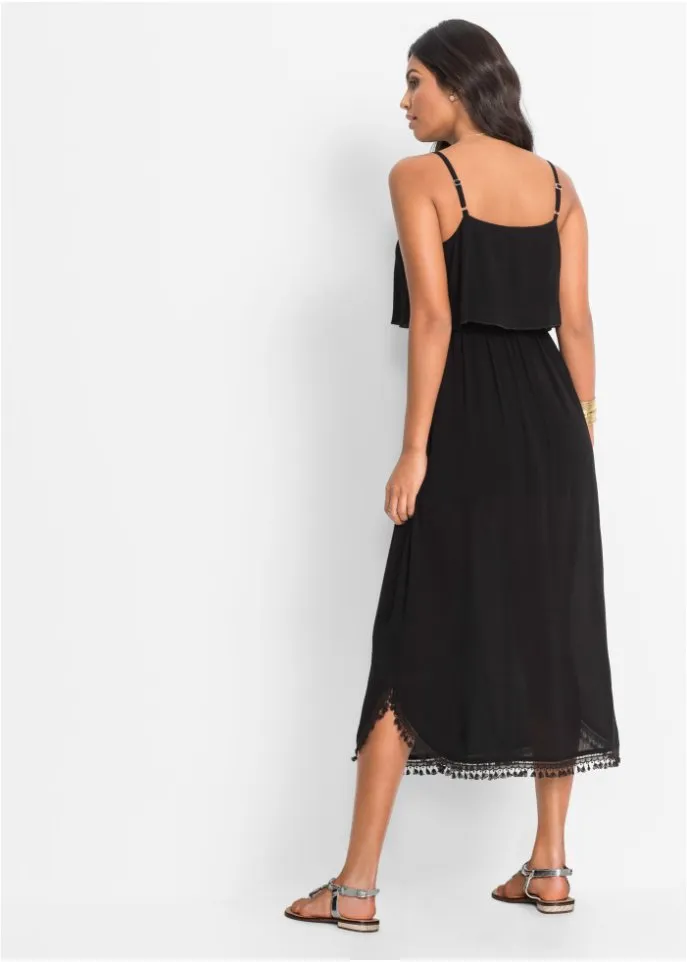 Bodyflirt ruffled midi dress, black