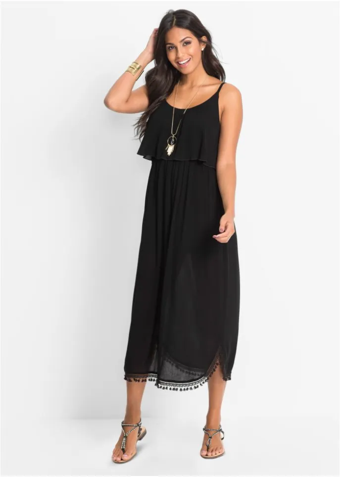 Bodyflirt ruffled midi dress, black