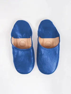 Bohemia Leather Babouche Slippers, Majorelle Blue