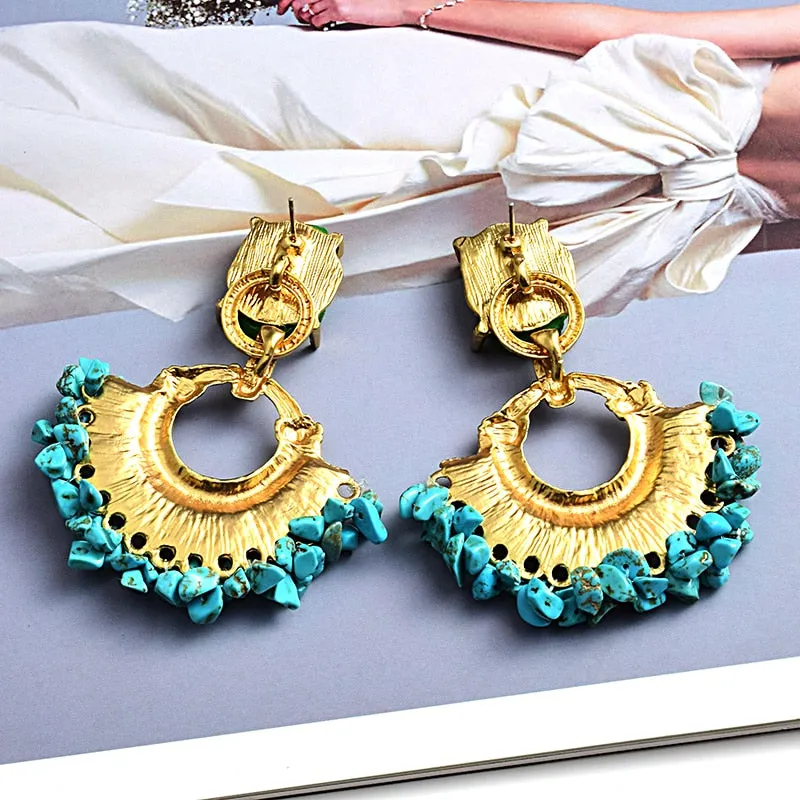 Bohemian Jewelry Stylish Blue Handmade Turquoise Drop Earrings for Women