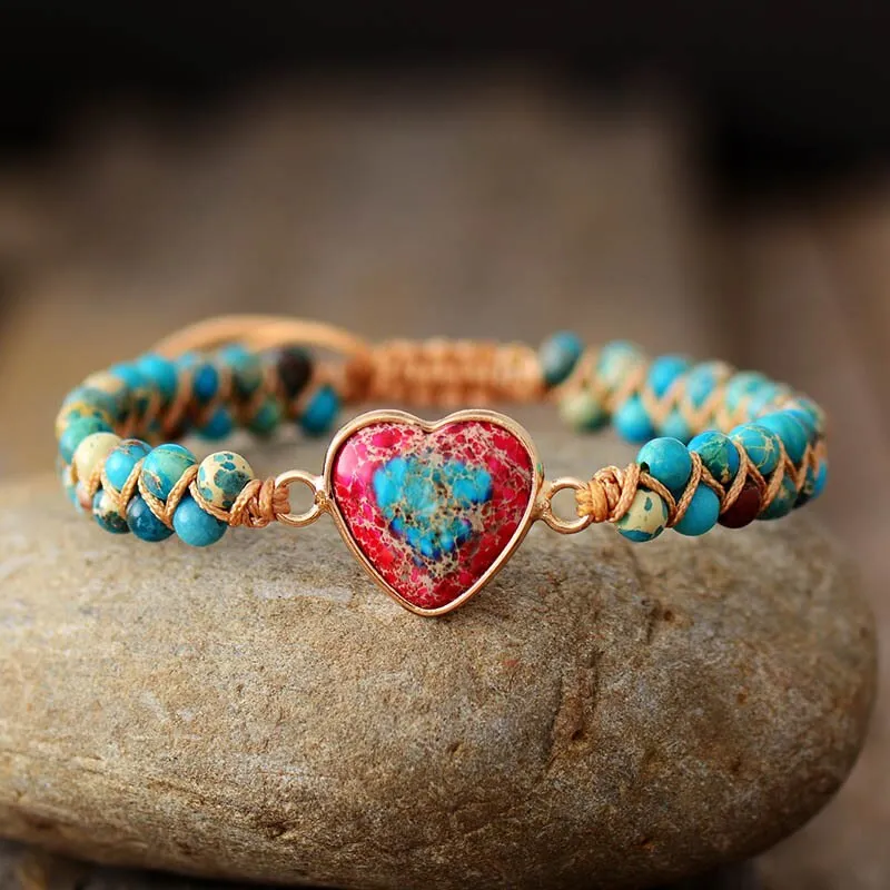 Bohemian Natural Stone Heart Bracelet