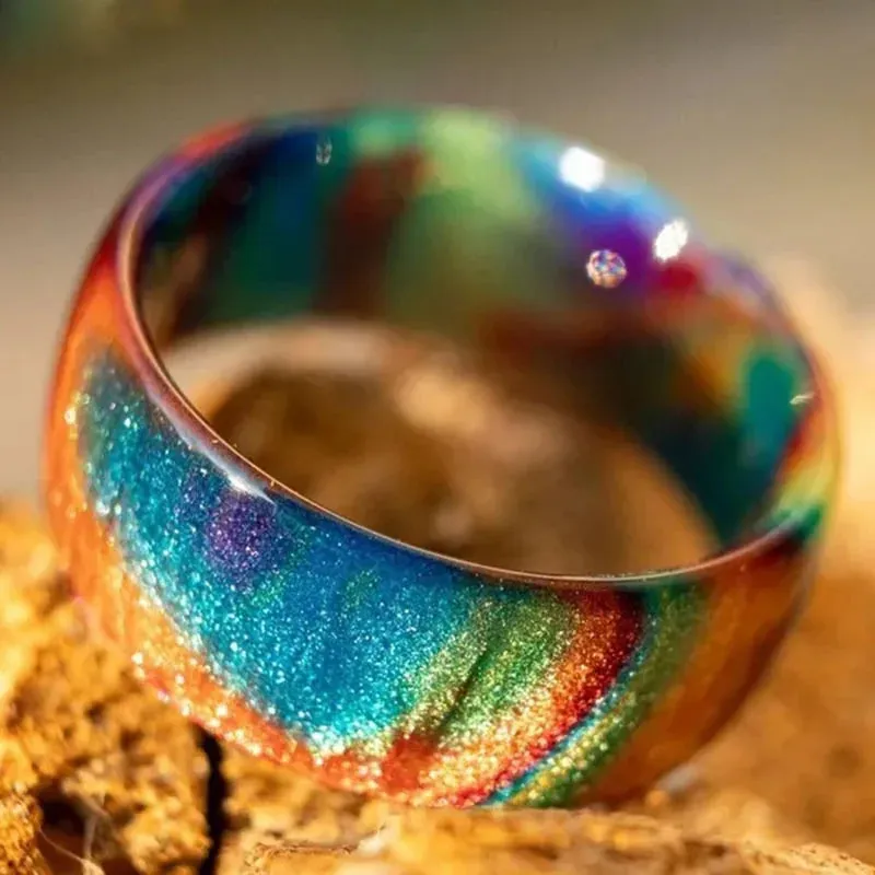 Bohemian Rainbow Resin Ring - Gradient Color