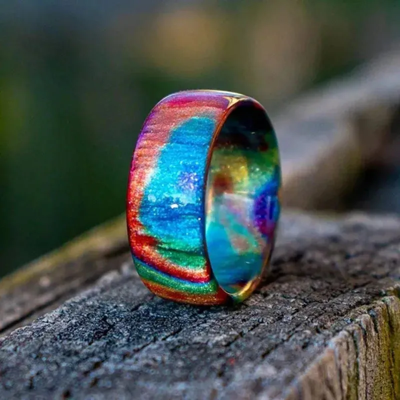 Bohemian Rainbow Resin Ring - Gradient Color