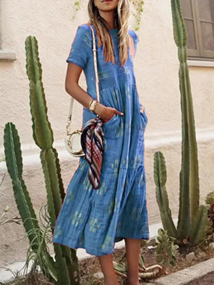 Bohemian Retro Loose Midi Dress