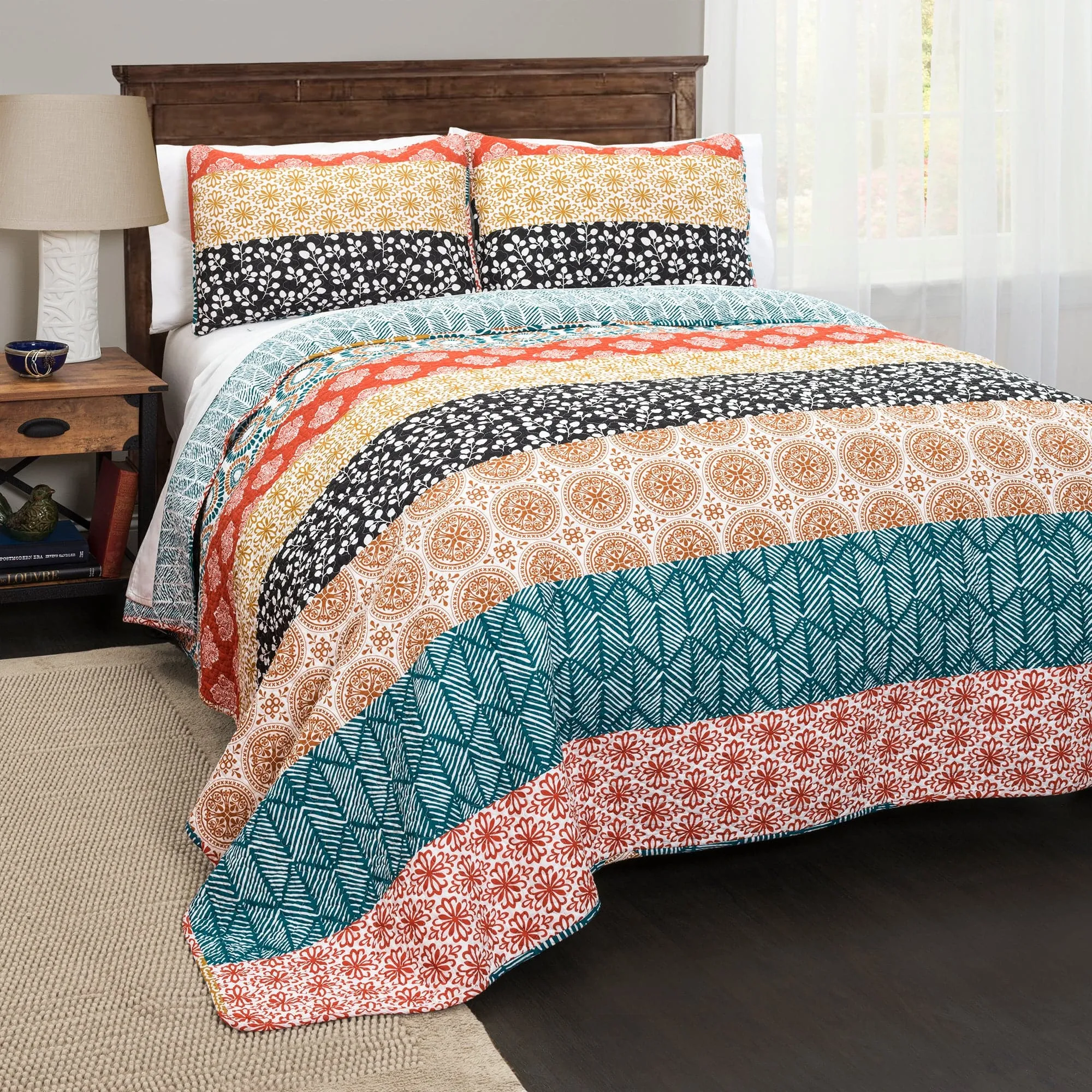 Bohemian Stripe Quilt 3 Piece Set