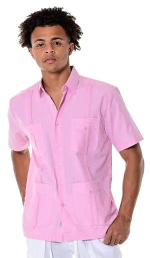 Bohio Guayabera Shirt for Men S/S Traditional 4 Pocket in (6) Colors MTCG1741