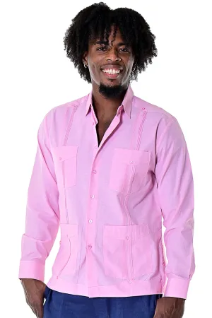 Bohio Mens Cuban Guayabera Shirt L/S w/Traditional 4 Pocket in (6) Colors MTCG1742