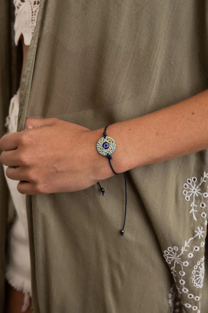 Boho Blue Eye Adjustable Cord Bracelet 💙