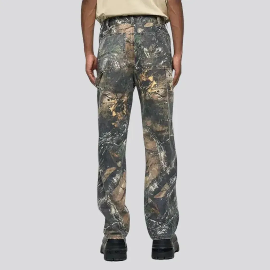 Boho camouflage carpenter-loop men's jeans