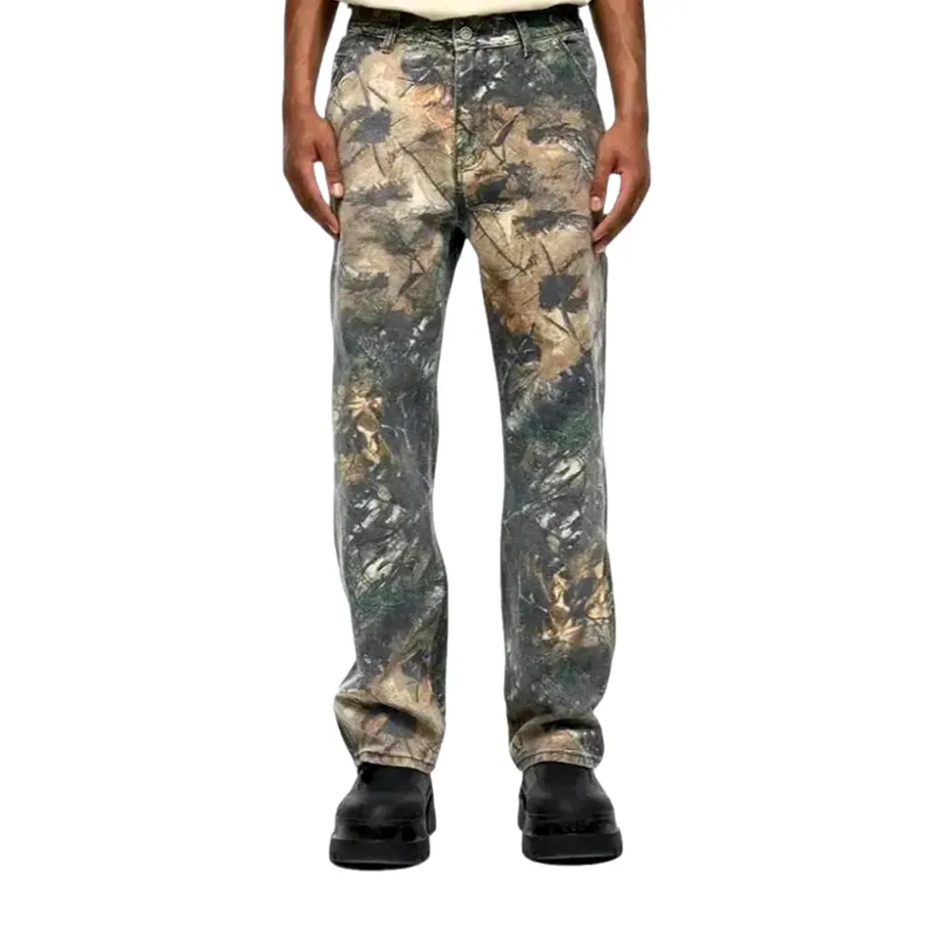 Boho camouflage carpenter-loop men's jeans