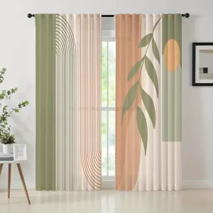 Boho Chic Abstract Geometric Curtains - Easy-Care, Durable Polyester Drapes for Living Room & Bedroom Decor