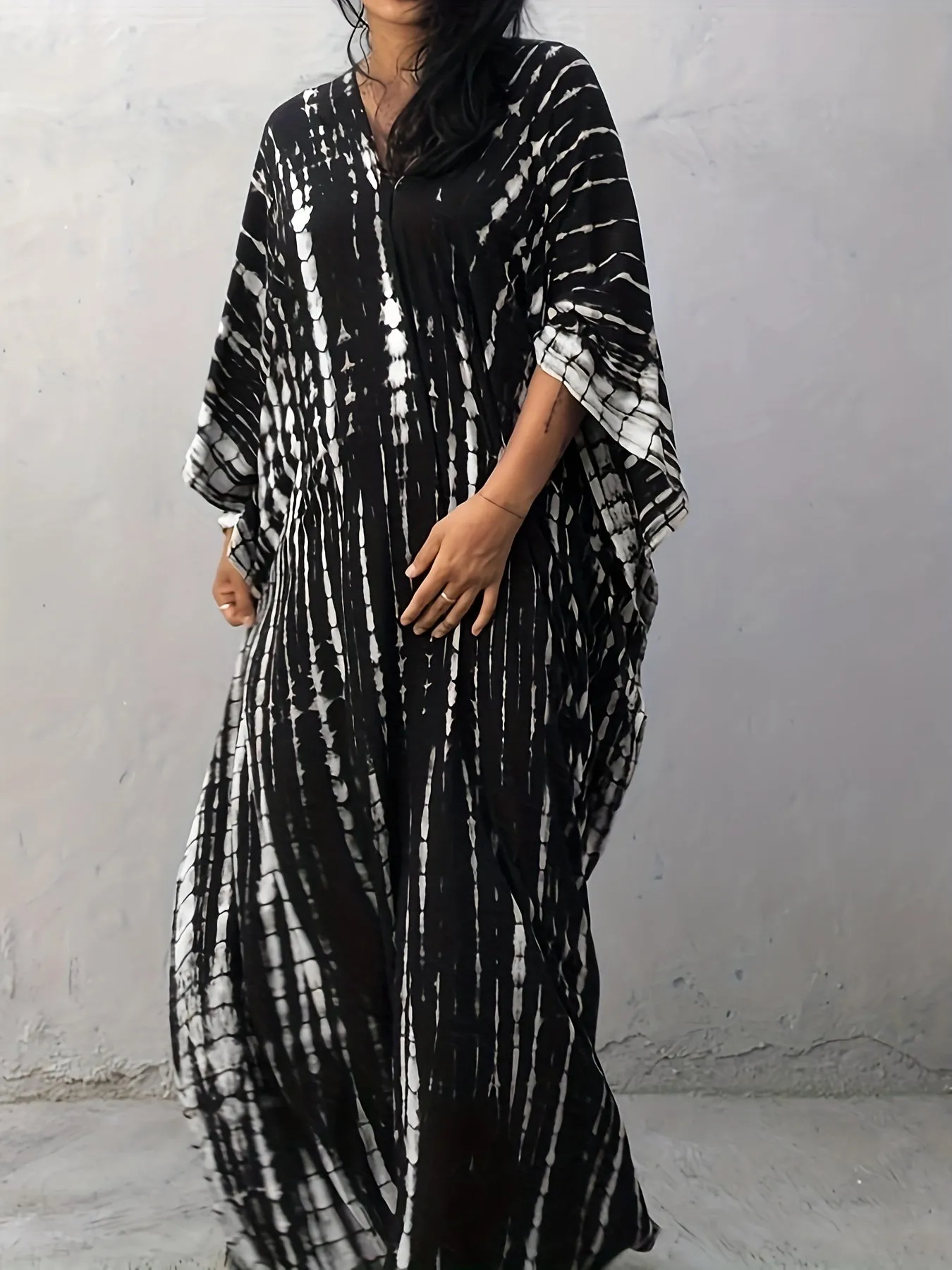 Boho Chic Plus Size Tie Dye Maxi Cover Up Dress