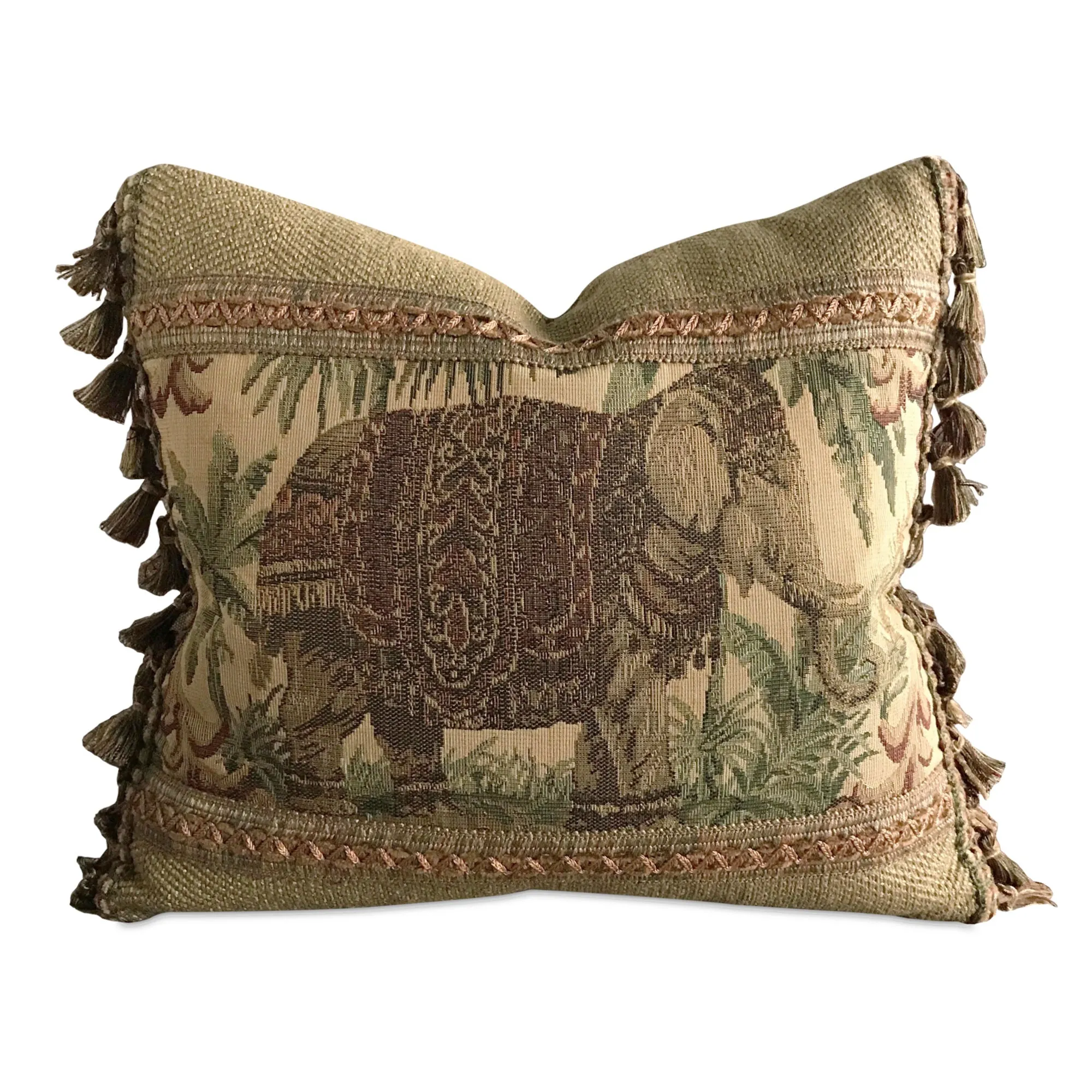 Boho Exotic Elephant Vintage Tapestry Lumbar Pillow Cover 14x16