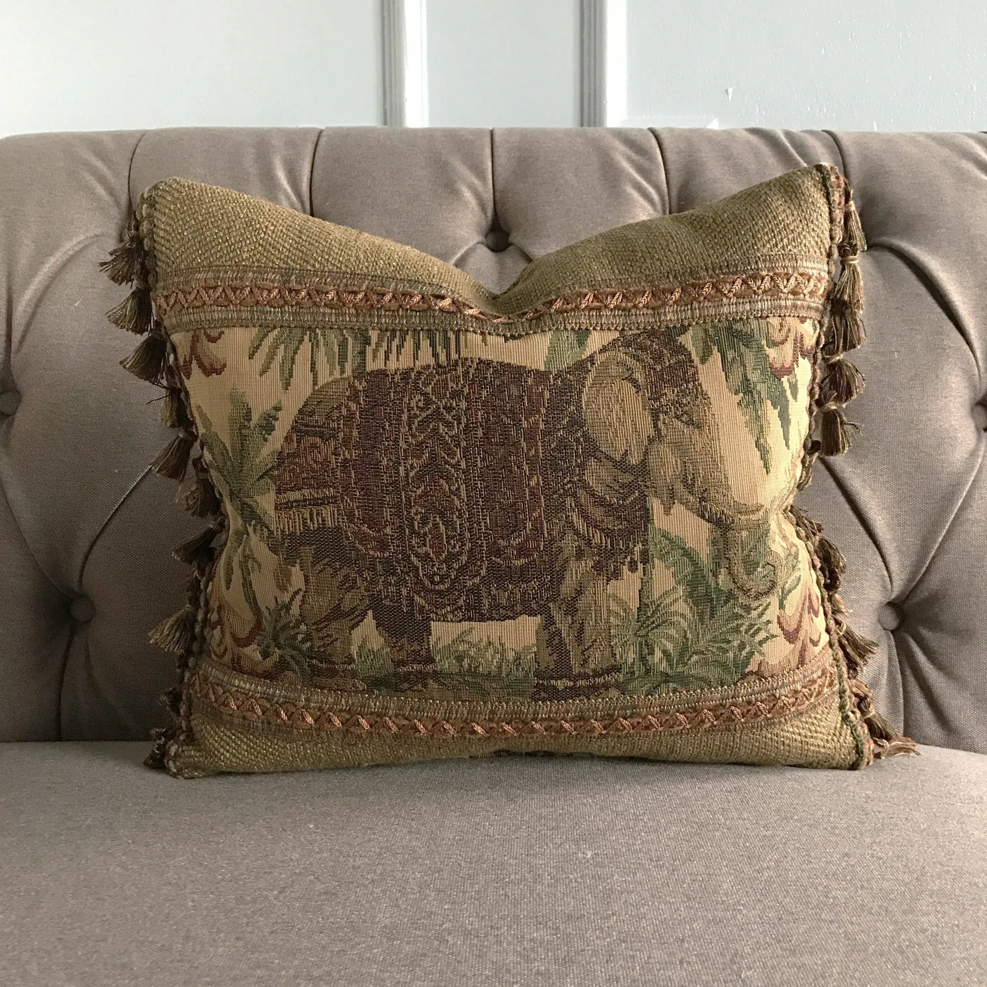 Boho Exotic Elephant Vintage Tapestry Lumbar Pillow Cover 14x16