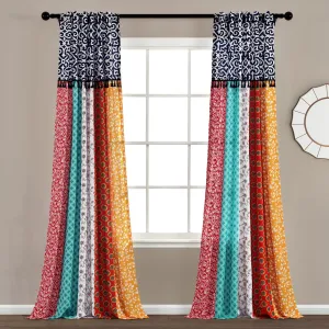 Boho Patch Window Curtain Panel Set