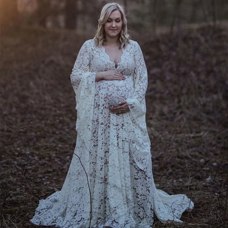 Boho Style Lace Maternity Gown- Dress For Photography Session