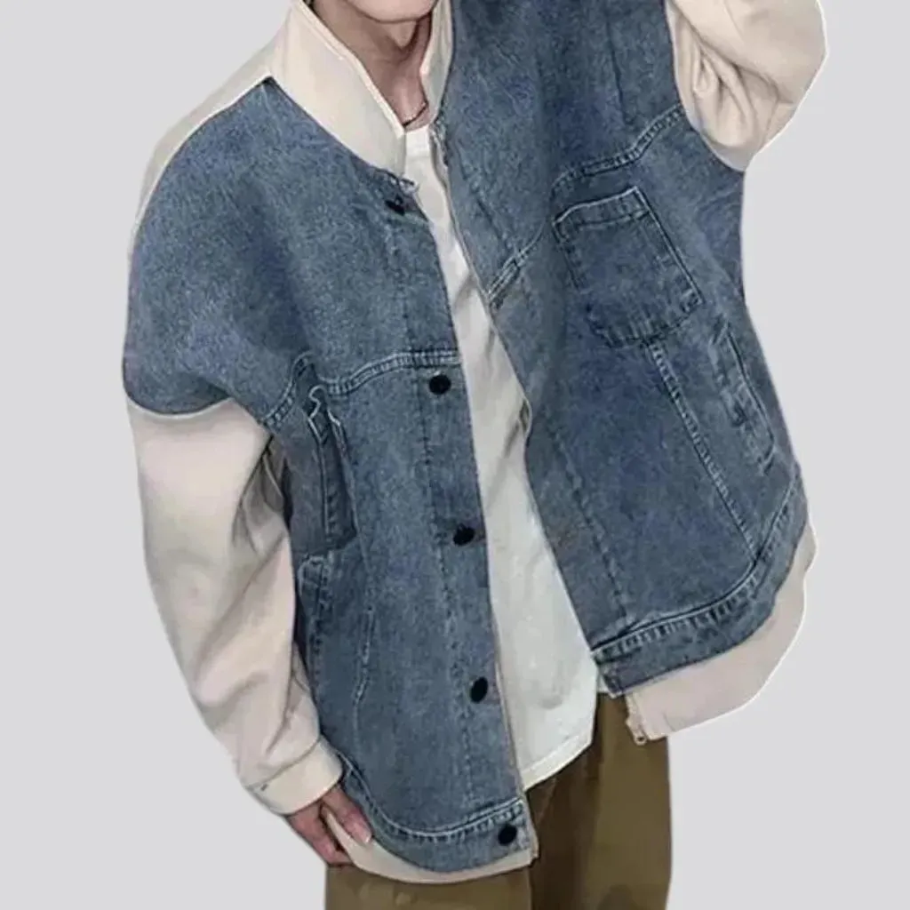 Boho vintage oversized men's jean jacket