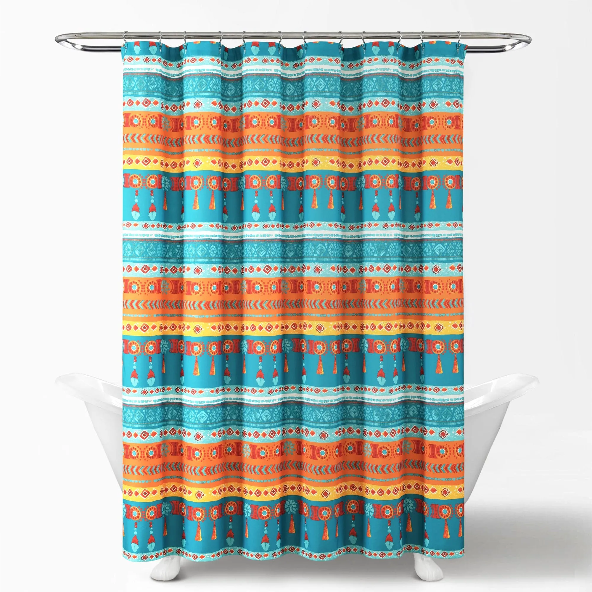 Boho Watercolor Border Shower Curtain