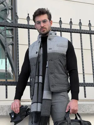 Bojoni Astoria Slim Fit Button Collared Inflatable Gray Vest/Jacket