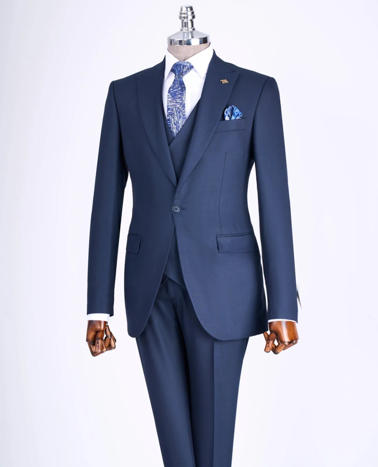 Bojoni Chicago Slim Fit Special Design Navy Blue Suit