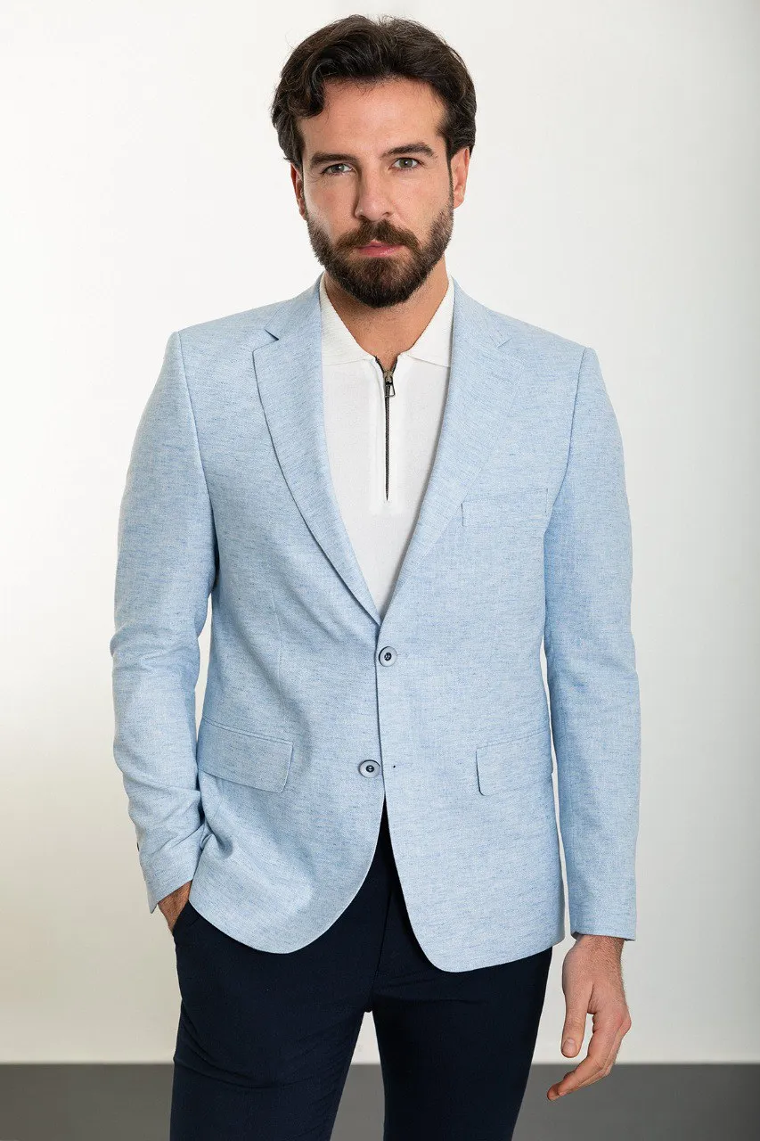 Bojoni Torretta Slim Fit Ice Blue Blazer