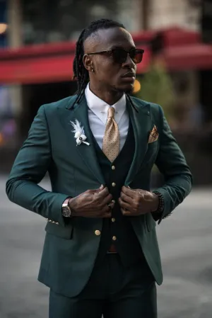 Bojoni Veneta  Green Slim Fit Peak Lapel Suit