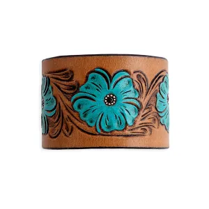 Bold Blossom Leather Cuff Bracelet