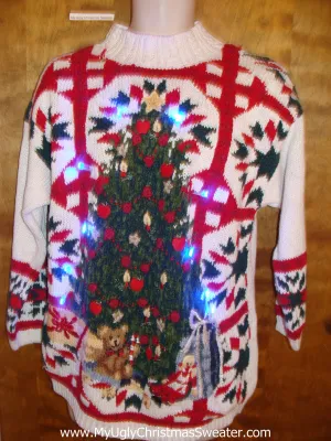 Bold Color Crazy 80s Light Up Ugly Xmas Sweater