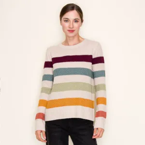 Bold Color Stripe Crew Neck Sweater