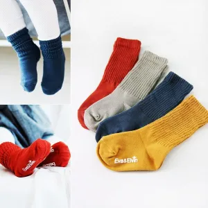 Bold Color Toe Warmer Socks (Brick/Mustard/Navy/Grey)