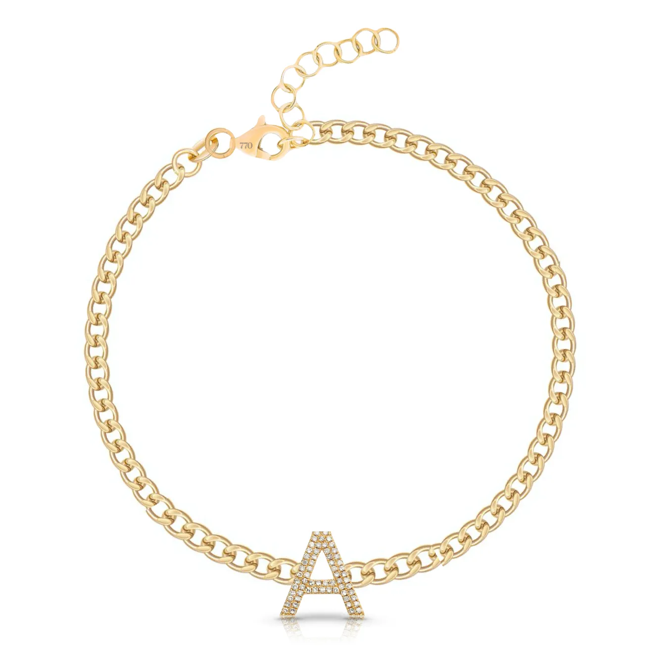 Bold Diamond Initial Cuban Link Bracelet