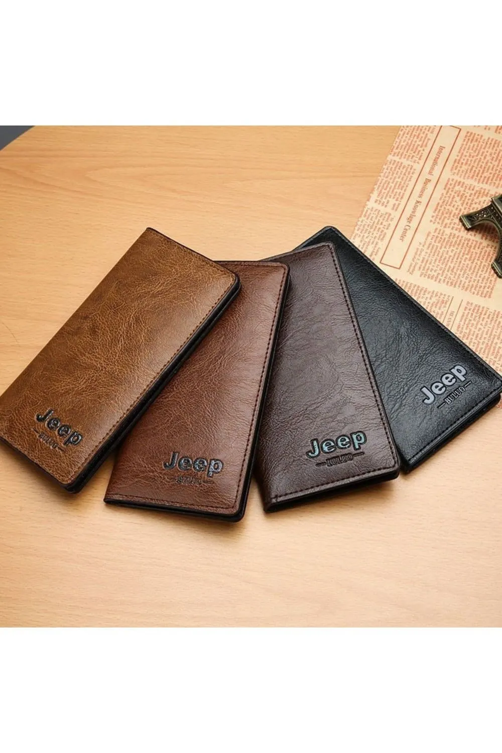 Bold Leather Wallet with Jeep Logo